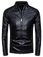 cheap Sale-Men&#039;s Faux Leather Jacket Spring &amp;  Fall Daily Short Coat Regular Fit Jacket Solid Colored Wine Black
