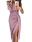 cheap Party Dresses-Women&#039;s Sheath Dress Maxi long Dress Blushing Pink Light Purple Fuchsia Gray Gold Black Red Brown Light Green Beige Long Sleeve Solid Color Split Ruched Fall Off Shoulder Sexy Party Slim 2021 S M L