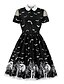 cheap Casual Dresses-Women&#039;s Halloween A Line Dress Knee Length Dress Black Short Sleeve Bat Print Spring Summer Vintage 2021 S M L XL XXL