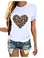 cheap T-Shirts-Women&#039;s T shirt Tee 100% Cotton Leopard Heart Cheetah Print White Print Short Sleeve Casual Daily Basic Round Neck Regular Fit
