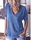 economico Tops &amp; Blouses-Per donna Blusa Camicia Tinta unita Manica lunga A V Essenziale Top Cotone Bianco Blu Giallo