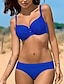 billige Bikini-Dame Badetøj Bikini badedragt Push-up bukser Ensfarvet Sort Rød Marineblå Badedragter Basale Boheme