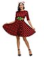 preiswerte Weihnachtskleider-Damen A Linie Kleid Minikleid Rote Wein 3/4 Ärmel Druck Druck Herbst Rundhalsausschnitt Retro 2021 S M L XL