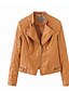 cheap Jackets-Women&#039;s Solid Colored Basic Fall &amp; Winter Faux Leather Jacket Regular Daily Long Sleeve Faux Leather Coat Tops Black