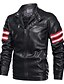 cheap Sale-Men&#039;s Faux Leather Jacket Fall &amp; Winter Daily Regular Coat Regular Fit Basic Jacket Long Sleeve Letter Blue Black Red
