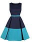 billige Elegant kjole-Dame Knelang kjole Swingkjole Blå Gul Rosa Svart Ermeløs Lapper Lapper Firkantet hals Vår Varmt Årgang 2021 S M L XL XXL / Bomull / Bomull