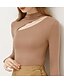 cheap Sport Athleisure-Women&#039;s Blouse Shirt Solid Colored Long Sleeve Asymmetric High Neck Tops Sexy Basic Top Camel