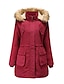 cheap Down&amp; Parkas-Women&#039;s Padded Parka Solid Colored Polyester Blue / Red / Khaki M / L / XL