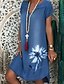cheap All Sale-Women&#039;s Knee Length Dress Shift Dress White Light Blue Short Sleeve Print Floral V Neck Spring Summer Hot Casual 2022 M L XL XXL 3XL / Loose