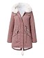 cheap Coats &amp; Trench Coats-Women&#039;s Coat Fall &amp; Winter Daily Long Coat Regular Fit Basic Jacket Long Sleeve Fur Trim Solid Colored Blushing Pink Wine Gray