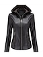 cheap Jackets-Women&#039;s Faux Leather Jacket Daily Fall &amp; Winter Regular Coat Regular Fit Basic Jacket Long Sleeve Solid Colored Dusty Blue Black