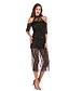 abordables Vestidos de Nochevieja-Mujer Vestido de una línea Mini vestido corto Negro Dorado Media Manga Color sólido Lentejuelas Malla Verano Escote Redondo caliente Sensual 2021 S M L XL