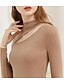 cheap Sport Athleisure-Women&#039;s Blouse Shirt Solid Colored Long Sleeve Asymmetric High Neck Tops Sexy Basic Top Camel