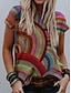 billige T-shirts-Dame Bluse Skjorte Grafiske trykk Rund hals Trykt mønster Grunnleggende Topper Løstsittende Gul Grønn Regnbue
