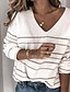 abordables Pulls-Femme Pullover Rayé Tricoté basique Manches Longues Ample Pull Cardigans Automne Hiver Col en V Violet Gris Blanche