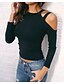 abordables Tops &amp; Blouses-Mujer Blusa Camisa Plano Un Color Manga Larga Asimétrico Escote Redondo Tops Negro