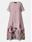 cheap All Sale-Women&#039;s Swing Dress Blushing Pink Green Beige Short Sleeves Geometric Round Neck Hot Loose M L XL XXL 3XL 4XL / Maxi