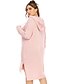 cheap Plus Size Dresses-Women&#039;s Sweater Jumper Dress Knee Length Dress Blushing Pink Long Sleeve Solid Color Fall Winter Hooded Casual Going out 2021 XL XXL 3XL / Plus Size
