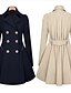 cheap Coats &amp; Trench Coats-Women&#039;s Trench Coat Fall &amp; Winter Daily Long Coat Regular Fit Basic Jacket Long Sleeve Patchwork Solid Colored Navy Blue Beige