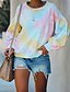 billige Hættetrøjer &amp; sweatshirts-Dame Pullover-sweatshirt Batikfarvet Daglig Basale Hættetrøjer Sweatshirts Blå Lyserød