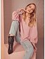 baratos Sweaters &amp; Cardigans-Mulheres Pulôver Tecido Sólido Básico Manga Longa Casacos de malha Verão Decote V Rosa