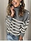 cheap Sweaters-Women&#039;s Basic Striped Turtleneck Pullover Sweater