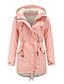 cheap Down&amp; Parkas-Women&#039;s Padded Long Coat Regular Fit Jacket Solid Colored Blushing Pink Green Black / Cotton
