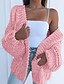 billige damesweaters-Dame Cardigan Helfarve Afslappet Langærmet Overdimensionerede Sweater Cardigans Efterår Vinter Åben Front Lyserød Sort