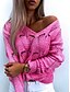 cheap Women&#039;s Sweaters-Women&#039;s Sweater Pullover Jumper Solid Color Hollow Out Knitted Stylish Basic Casual Long Sleeve Regular Fit Sweater Cardigans Fall Winter V Neck Black Pink Light Blue / Holiday