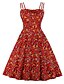 billige Afslappede kjoler-Dame Stroppekjole Knælange Kjole Rød Uden ærmer Trykt mønster Trykt mønster Sommer Stropløs Elegant 2021 S M L XL XXL 3XL 4XL / Plus størrelse