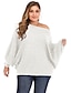 cheap Plus Size Sweaters-Women&#039;s Pullover Plain Solid Colored Hollow Out Asymmetric Hem Acrylic Fibers Oversized Plus Size Long Sleeve Loose Sweater Cardigans Fall Winter Round Neck Off Shoulder Yellow Green White