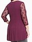 cheap Plus Size Tops-Women&#039;s Blouse Shirt Solid Colored Lace Patchwork Round Neck Basic Tops Black Blue Purple