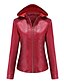 cheap Jackets-Women&#039;s Faux Leather Jacket Regular Solid Colored Daily Basic Black Red Camel Dusty Blue XS S M L