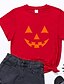 billige HALLOWEEN-Dame Halloween T-shirt Grafisk Abstrakt Græskar Trykt mønster Rund hals Basale Halloween Toppe Lyserød Vin Dusty Rose