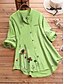 cheap Tops &amp; Blouses-Women&#039;s Blouse Shirt Long Sleeve Floral Solid Colored Flower Shirt Collar Tops Blue Green White