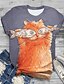 cheap T-Shirts-Women&#039;s T shirt Cat Print Round Neck Tops Basic Basic Top Black Blue Gray