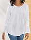 cheap Tops &amp; Blouses-Women&#039;s Blouse Shirt Solid Colored Long Sleeve V Neck Tops Cotton Basic Basic Top White