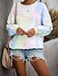 billige Hættetrøjer &amp; sweatshirts-Dame Pullover-sweatshirt Batikfarvet Daglig Basale Hættetrøjer Sweatshirts Regnbue