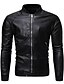 cheap Sale-Men&#039;s Solid Colored Streetwear Spring &amp;  Fall Faux Leather Jacket Regular Daily Long Sleeve Faux Leather Coat Tops Black