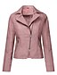 cheap Jackets-Women&#039;s Faux Leather Jacket Fall &amp; Winter Daily Regular Coat Stand Collar Regular Fit Basic Jacket Long Sleeve Solid Colored Yellow Blushing Pink Khaki