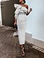 cheap Elegant Dresses-Women&#039;s Sheath Dress Midi Dress White Sleeveless Polka Dot Print Fall Round Neck Work 2021 S M L XL XXL 3XL