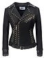 cheap Furs &amp; Leathers-Women&#039;s Solid Colored Rivet Punk &amp; Gothic Spring &amp;  Fall Faux Leather Jacket Regular Party Long Sleeve PU Coat Tops Black