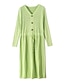 cheap Casual Dresses-Women&#039;s Sweater Jumper Dress Knee Length Dress Blue Army Green Khaki Green Beige Long Sleeve Button Fall Winter V Neck Casual 2021 S M L