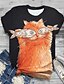 preiswerte T-shirts-Damen T-Shirt Katze Druck Rundhalsausschnitt Oberteile Grundlegend Basic Top Schwarz Blau Grau