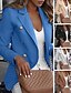 abordables Blazers Femme-veste Couleur Pleine Classique Elégant &amp; Luxueux Automne Printemps Revers Cranté Normal Manteau Quotidien Manches Longues Veste Bleu
