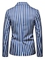 cheap New To Sale-Blue Striped Regular Fit Polyester Men&#039;s Suit - Snap lapel collar