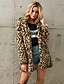 billige Damepelse og læder-kvinder leopard faux pelsfrakke langærmet parka jakke outwear vinter varm lynlås med hættejakke med lomme khaki