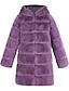 cheap Furs &amp; Leathers-hooded coats for women warm winter faux fur cardigan jackets luxury hoodies plush overcoat(purple,large)