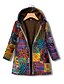 cheap Coats &amp; Trench Coats-Women&#039;s Parka Fall Winter Daily Valentine&#039;s Day Regular Coat Regular Fit Casual Jacket Long Sleeve Print Tie Dye Blue Orange Red