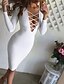 cheap Bodycon Dresses-Women&#039;s A Line Dress Midi Dress Gray White Black Long Sleeve Solid Color V Neck Hot Slim S M L XL XXL